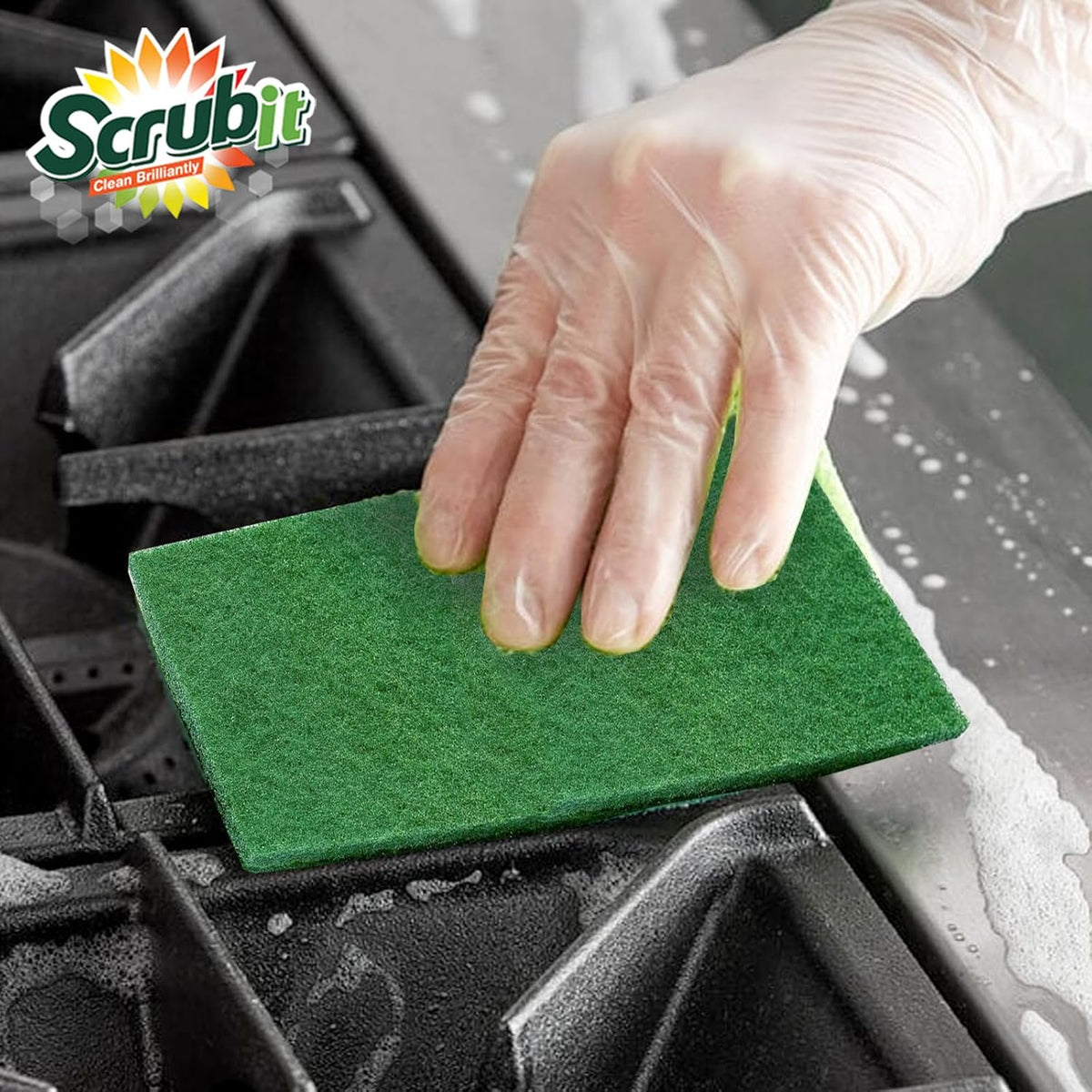 SCRUBIT Scouring Pads - Heavy Duty Scrub Pads for Cleaning Dishes - Non-Scratch - Reusable - Green