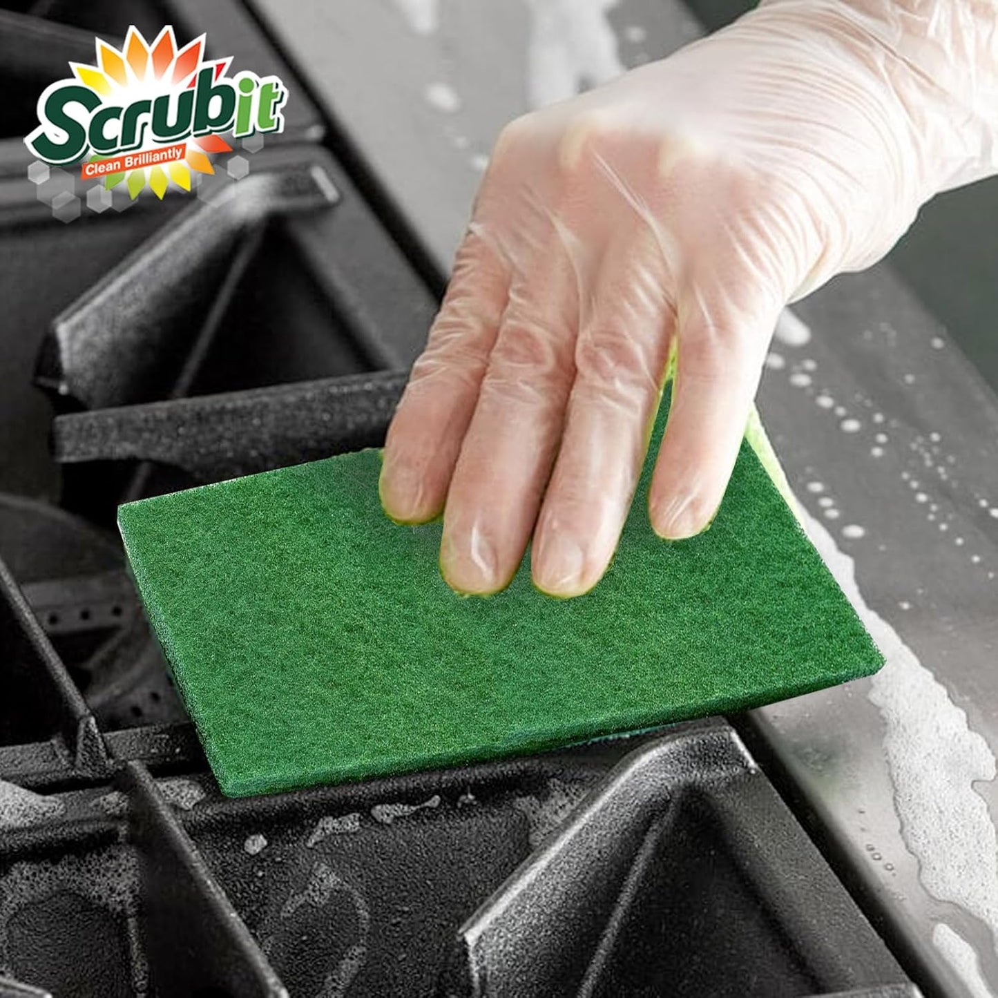 Scouring Pads - Heavy Duty Household Cleaning Scrubber with Non-Scratch Anti-Grease Technology