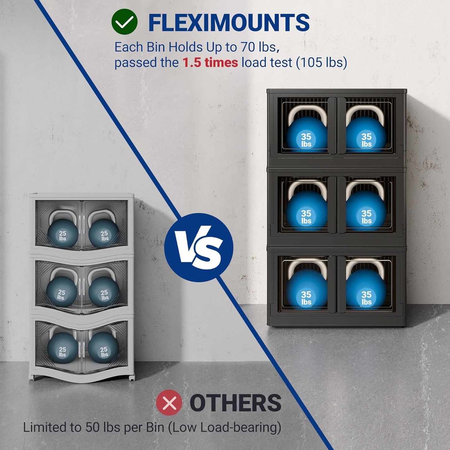 FLEXIMOUNTS 152 QT Stackable Storage Bins With Lids, Collapsible Plastic Storage Bins, Closet
