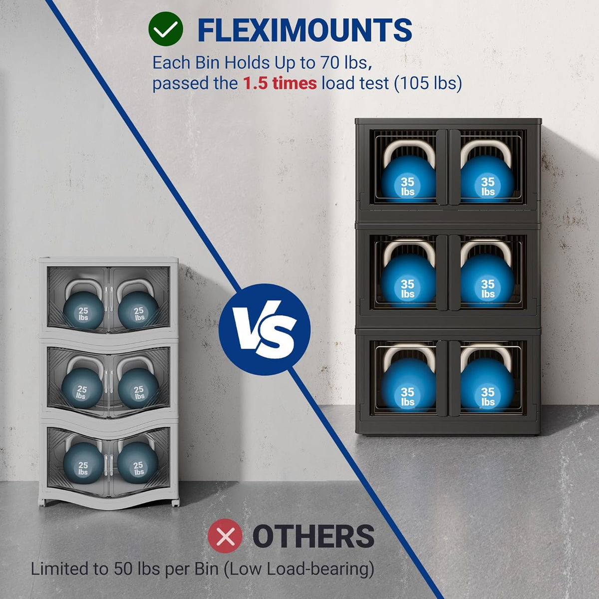 FLEXIMOUNTS 152 QT Stackable Storage Bins With Lids, Collapsible Plastic Storage Bins, Closet