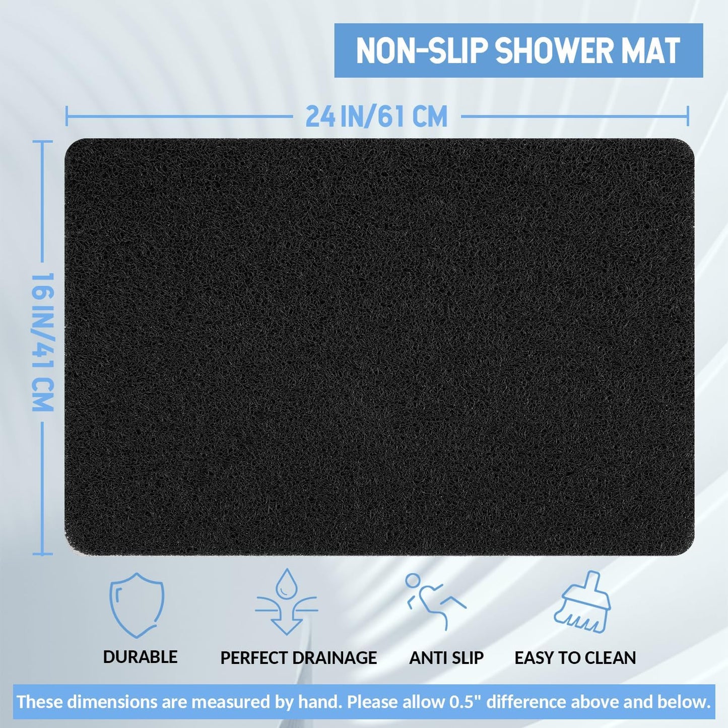 Non-Slip Bathtub Mat, Anti Slip Shower Mat, Fast Drying Bathtub Mats, Foot Scrubber Mat, Anti Slip