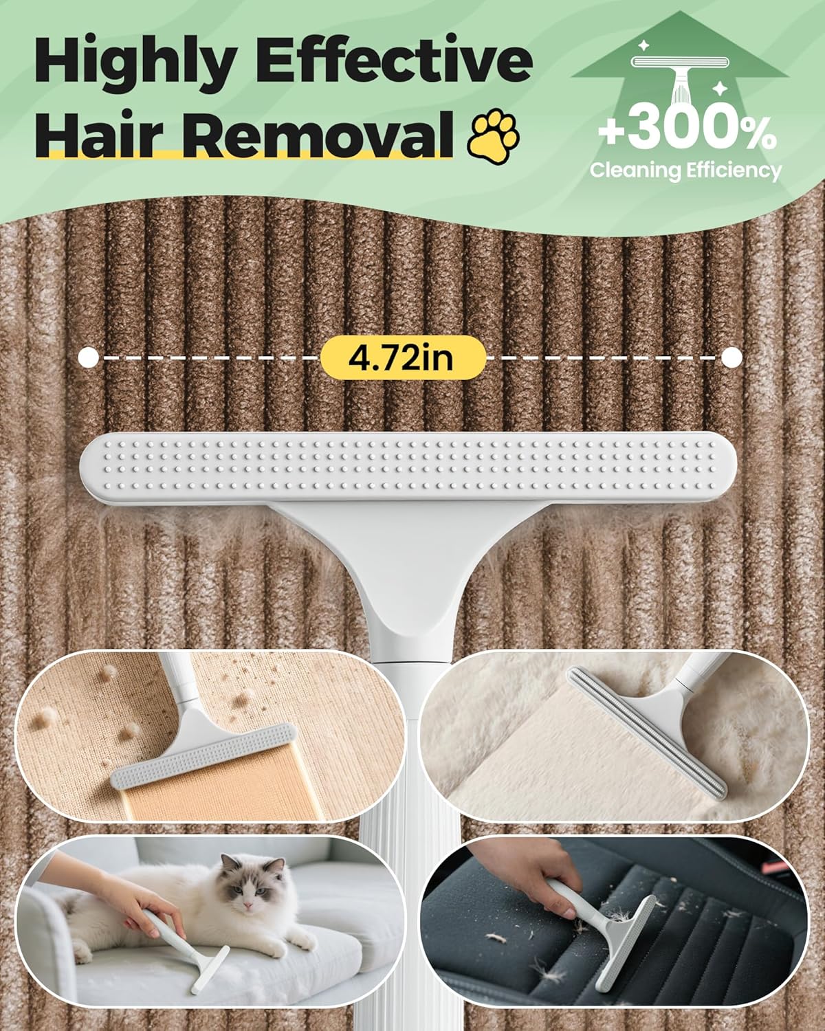 Carpet Rake for Pet Hair Removal Tool - 4 in 1 Pet Hair Remover Kit for Dog Cat Fur Remover