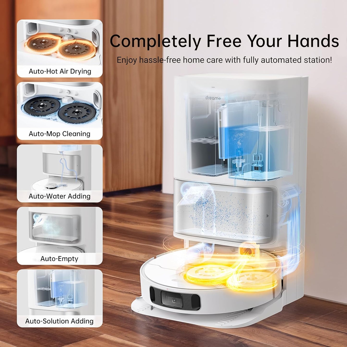 dreame L10s Ultra Robot Vacuum and Mop Combo, Auto Mop Cleaning and Drying, Self-Refilling and