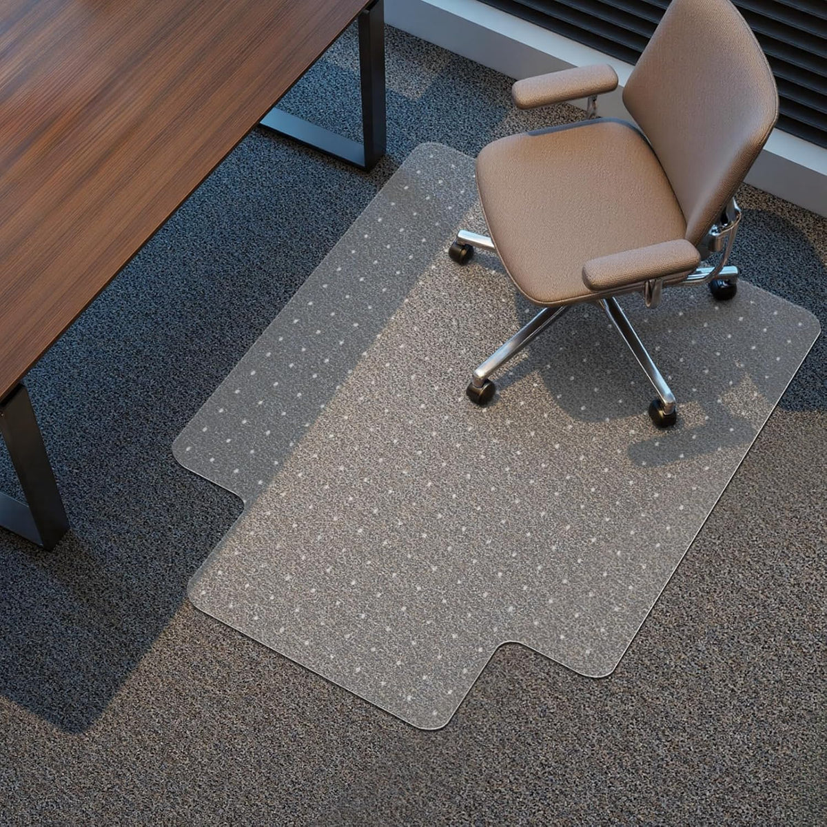 Kuyal Office Chair Mat for Carpet, 45x53 Clear Heavy Duty Computer Chair Mat with Lip, Under Desk