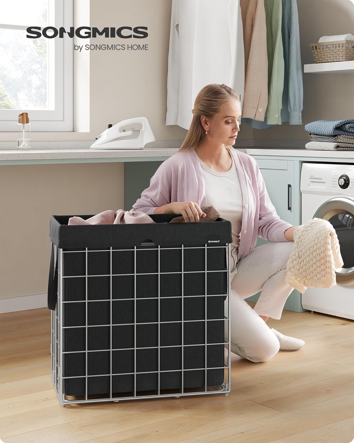 SONGMICS 29 Gal. (110L) Laundry Basket, Laundry Hamper, Collapsible Clothes Hamper, Removable and
