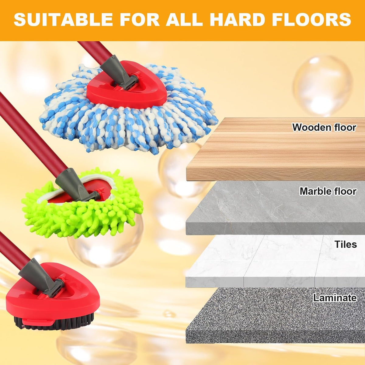 Mop Heads Replacements for OCedar RinseClean 2 Tank Spin Mop System, Mop Replace Head with 2