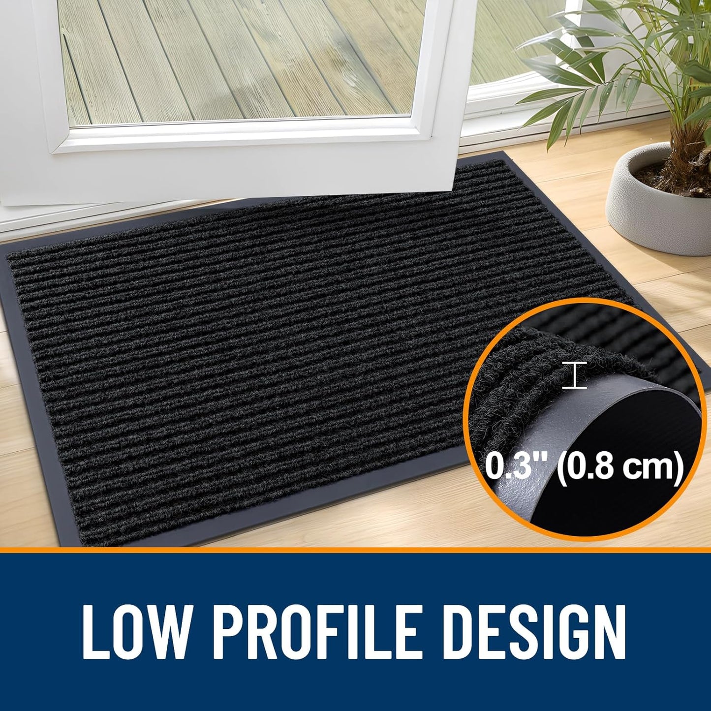 OLANLY Front Door Mat Indoor Outdoor Entrance, Waterproof Heavy Duty Doormat, Fade Resistant, Low