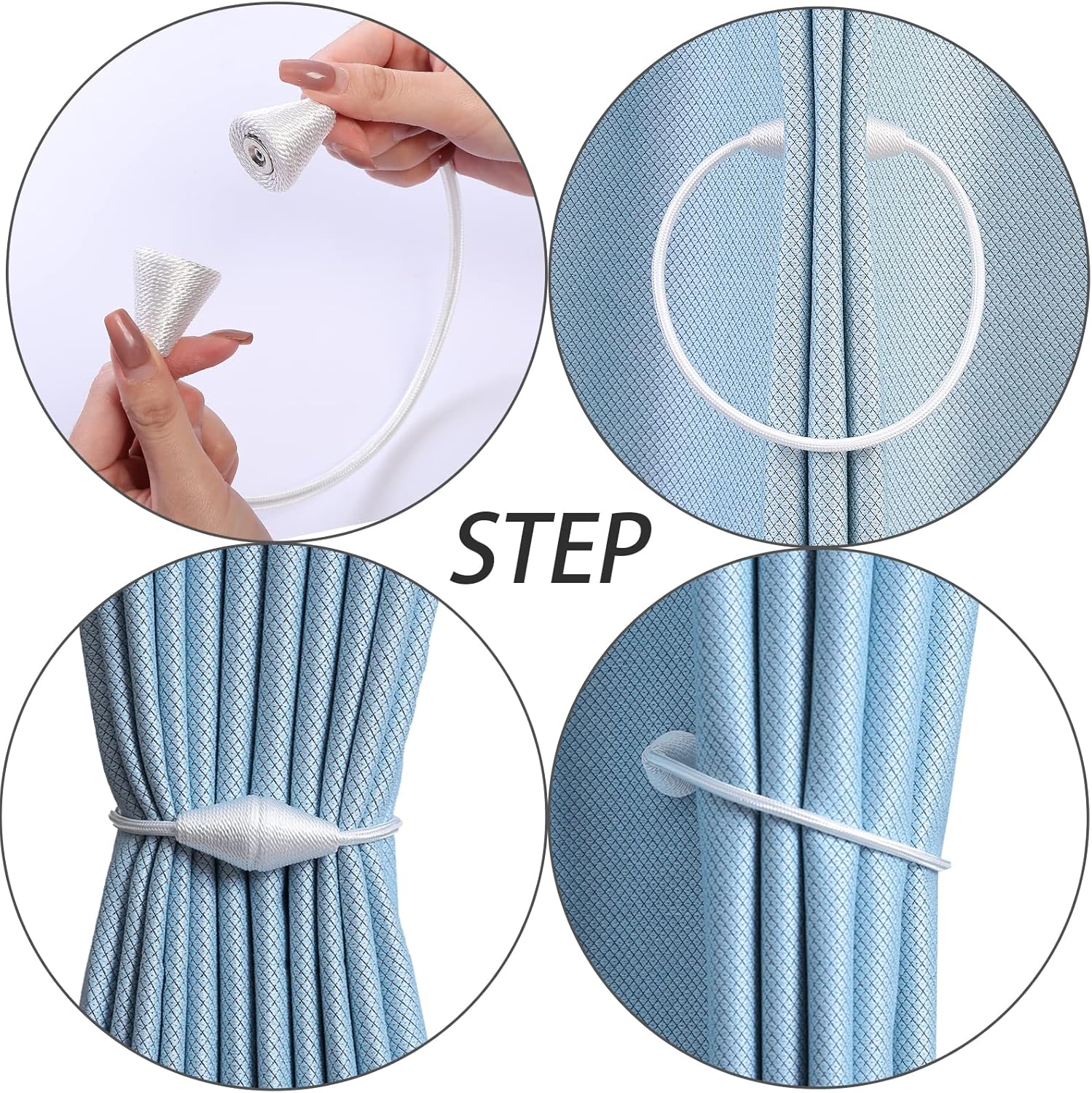 2 PCS Magnetic Curtain Tiebacks, European Style Convenient Drape Tie Backs Holdbacks for Thin or