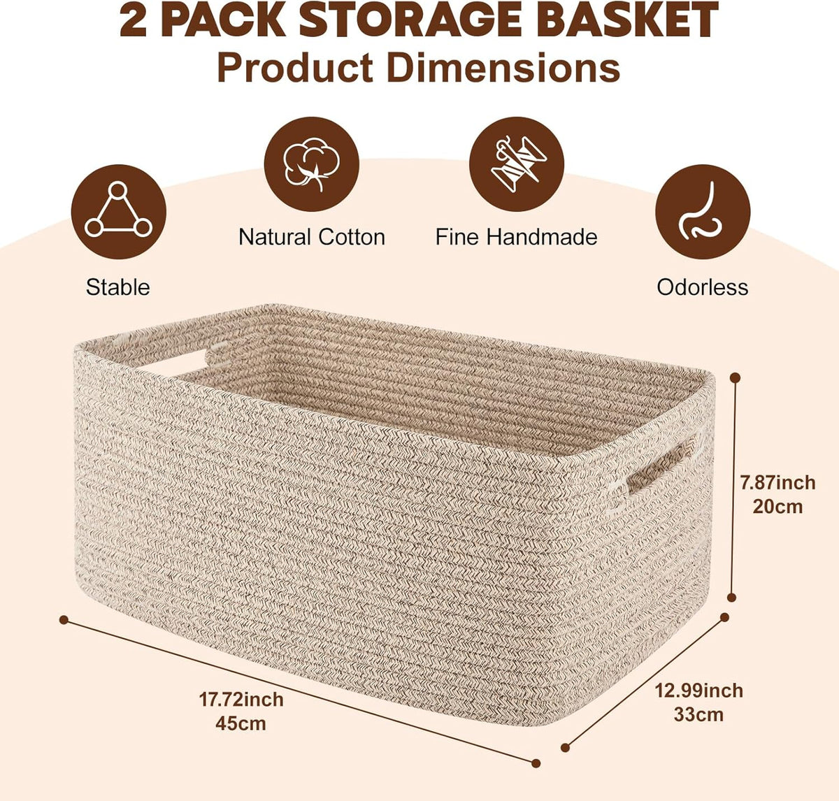 OIAHOMY Storage Basket for Shelves, Closet Cube Storage Bins Baskets for Clothes Blanket Towels