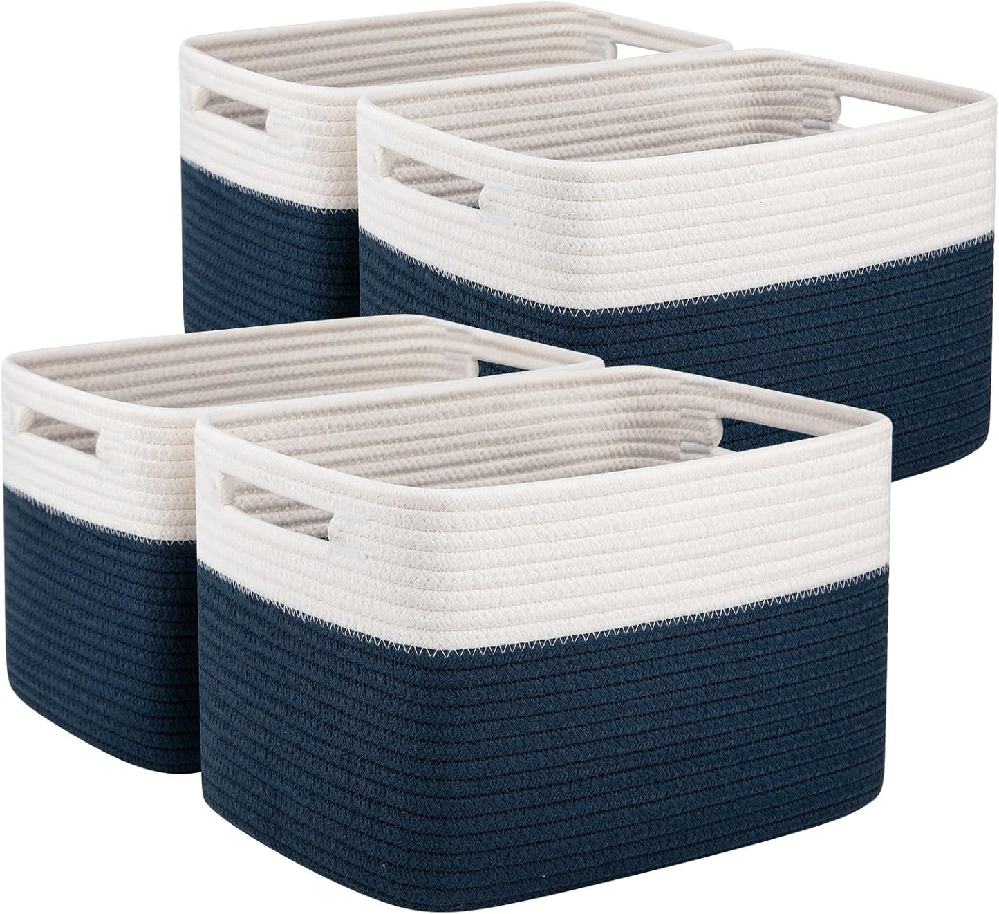 OIAHOMY 4 Pack Storage Baskets for Organizing, Basket for Shelves with Handle, Woven Baskets for