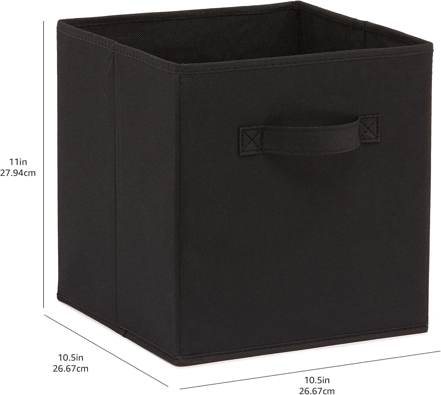 Amazon Basics Collapsible Fabric Storage Cubes Organizer with Handles, Sturdy, Black