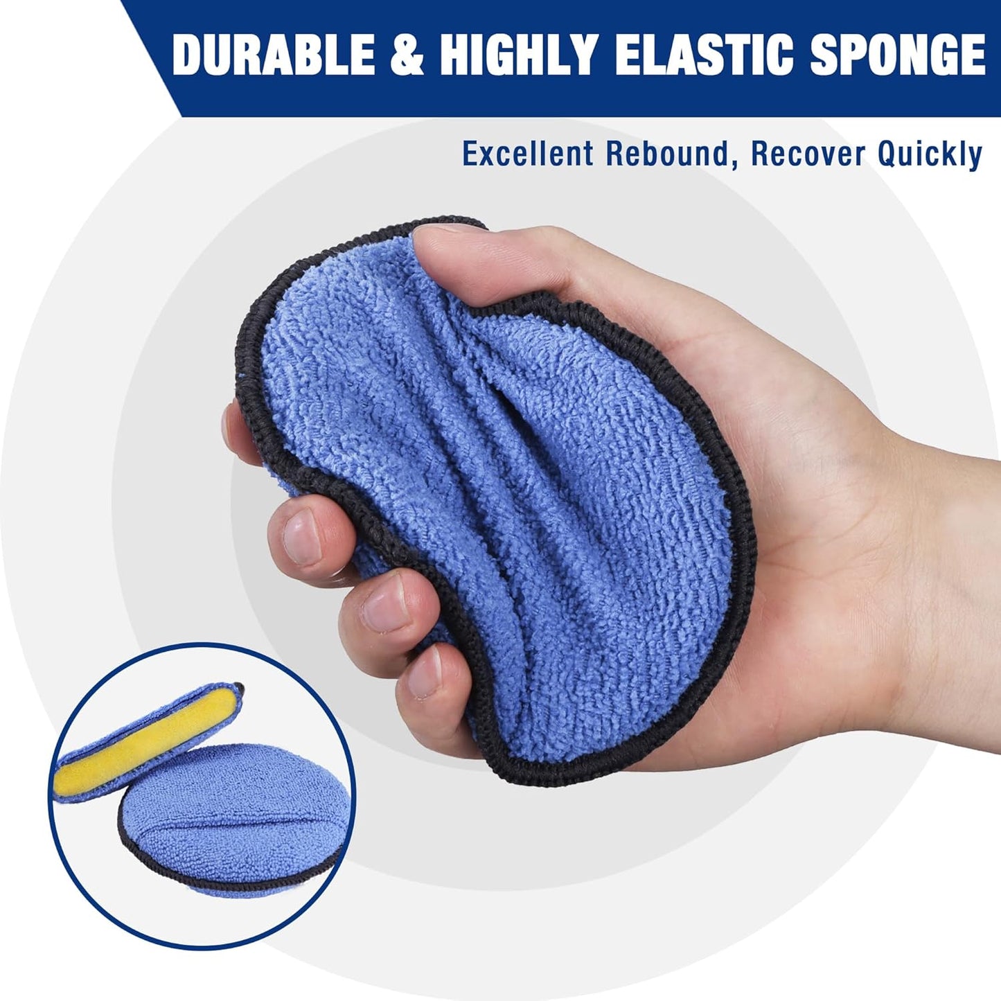 WORKPRO 18-Pack Car Wax Applicator Pads with Finger Pocket, Microfiber Soft Foam Polishing Pads for