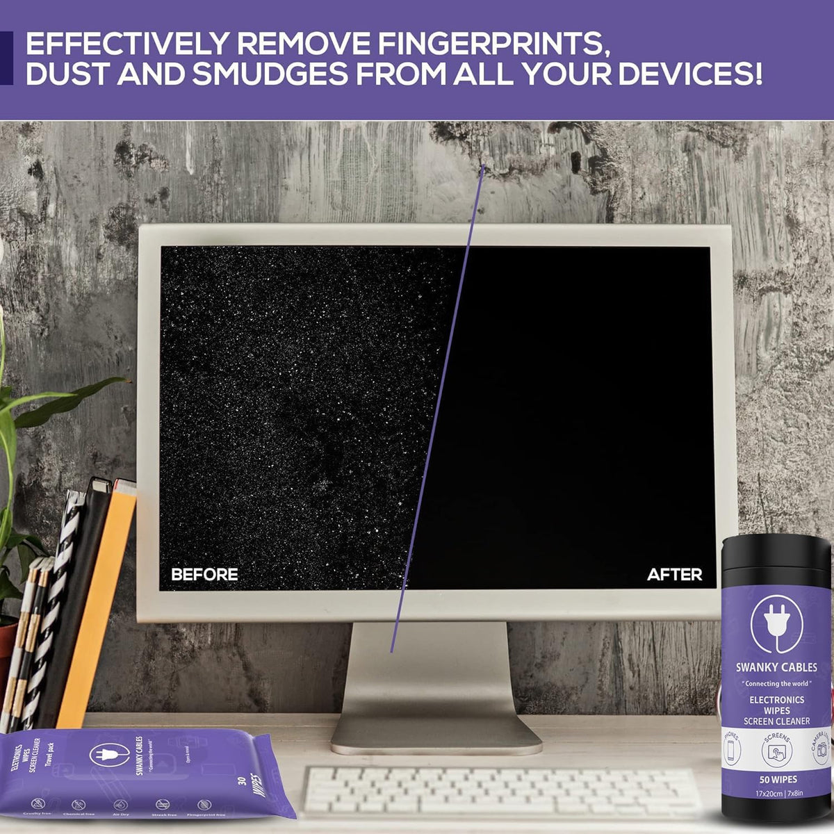 Screen Cleaner Wipes Bundle - Electronic Wipes for Screens, Computer, Phone, TV, Monitor and Lens
