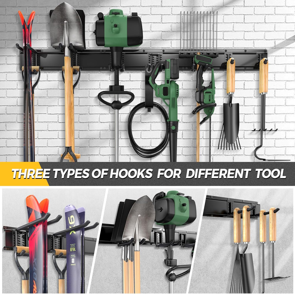 LBT 49.5"Garage Tool Organizer Wall Mount 500lbs Garden Tool Organizer for Garage with Adjustable