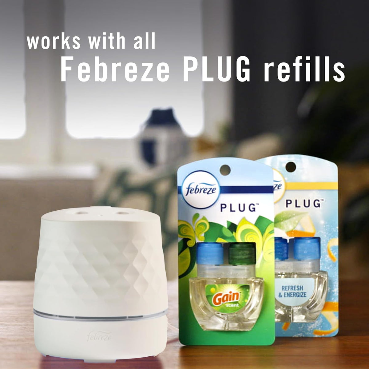 Febreze Plug Scent Booster Starter Kit, Oil Diffuser, Air Freshener Plug in, Continuous Scent