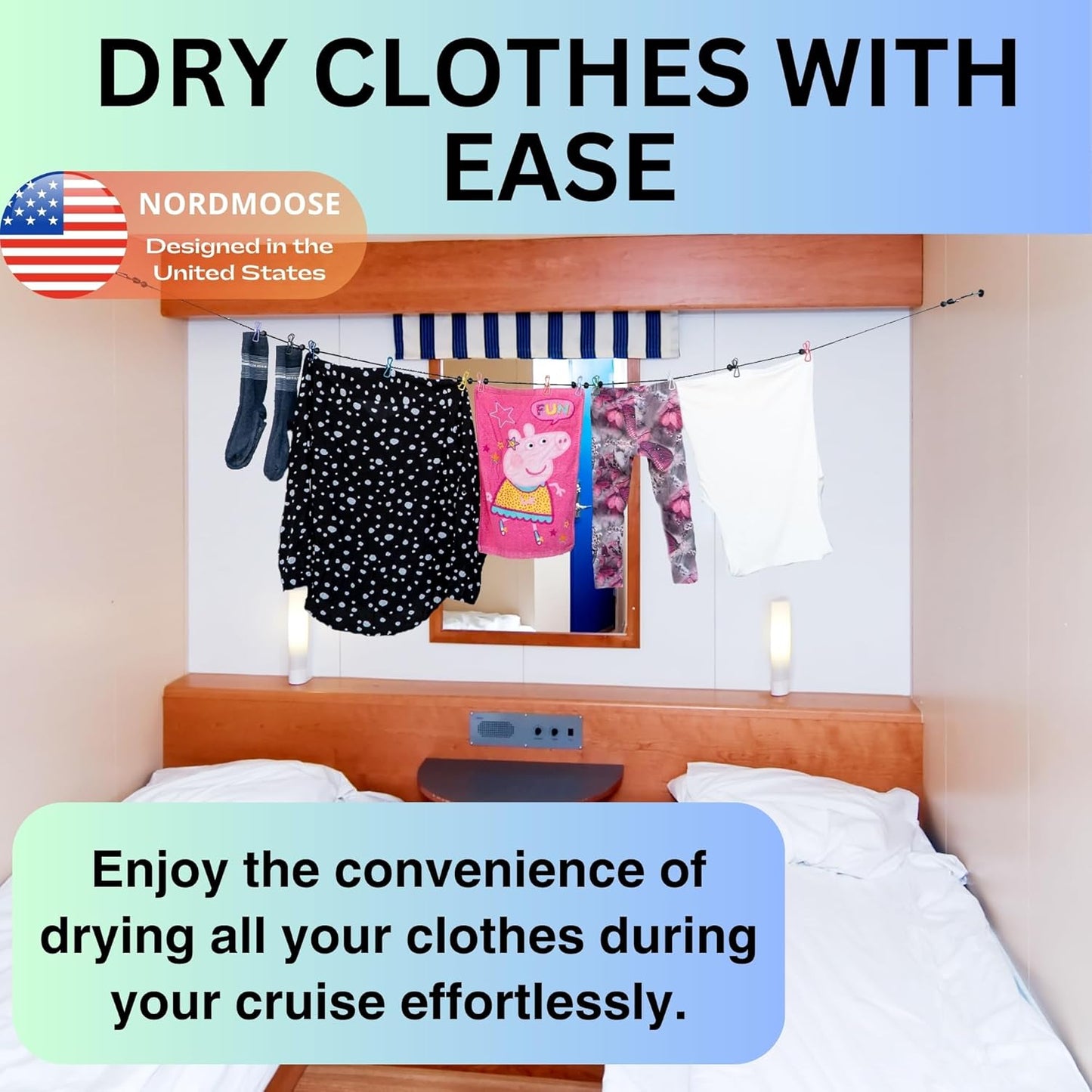 Magnetic Clothesline for Cruise Ship Cabin Approved - Strong Rubber Coated Non-Scratch Magnets