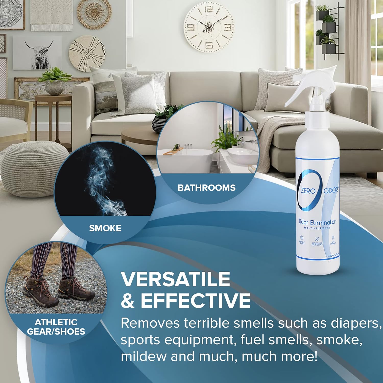 Zero Odor Multi-Purpose Odor Eliminator - Eliminate Air & Surface Odor – Patented Technology Best