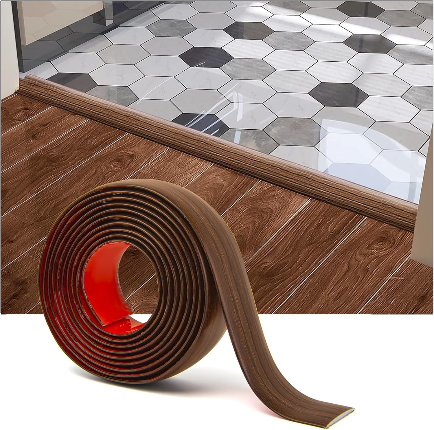 Art3d 10 FT Self Adhesive Vinyl Floor Transition Strip, Laminate Floor Strip Floor Flat Divider