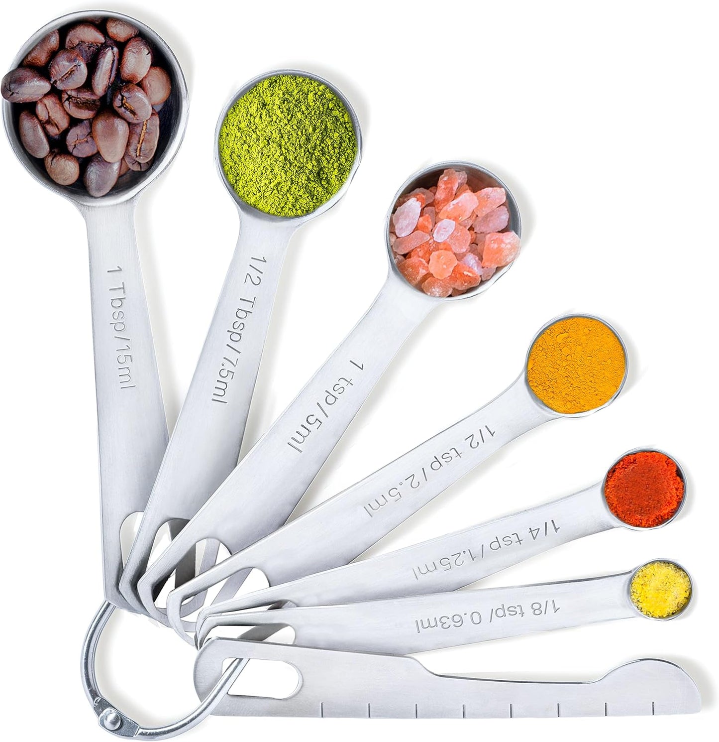BALCI - 6 Measuring Spoons, Heavy Duty 18/8 Premium Stainless Steel Measuring Spoons Set, Spoons