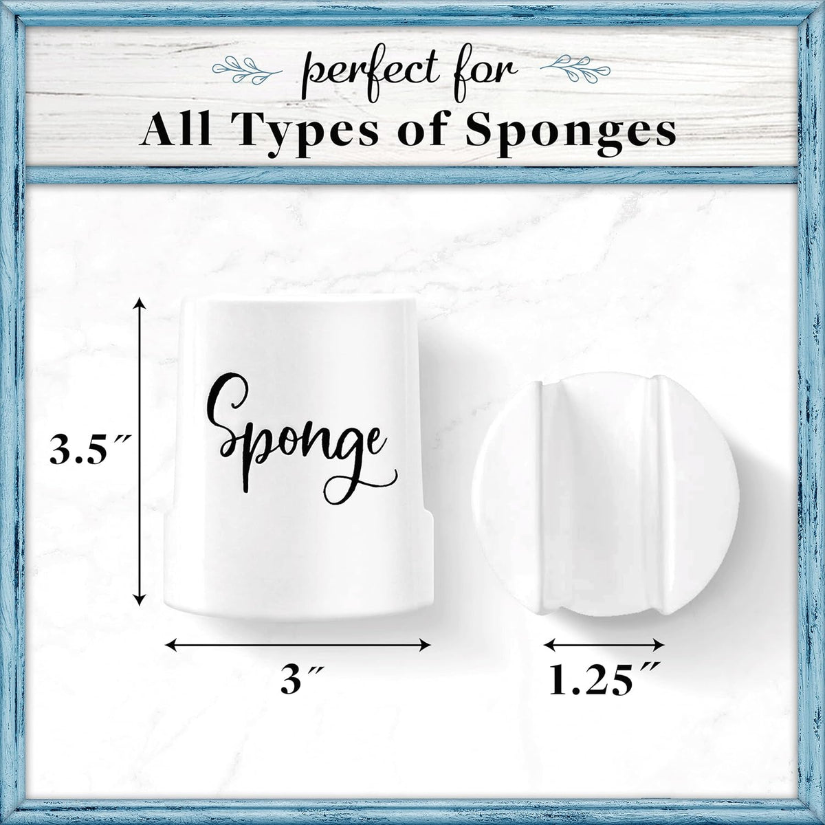 Home Acre Designs Sponge Holder for Kitchen Sink - Rustic Farmhouse Home & Kitchen Decor - White