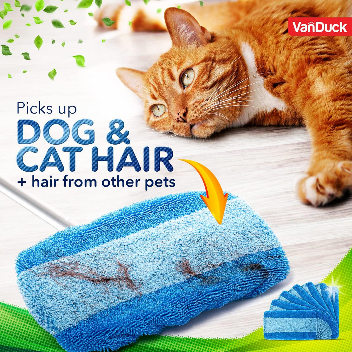VanDuck Reusable Pet Heavy Duty Mop Pads Compatible with Swiffer Sweeper (2-Pack) - Washable