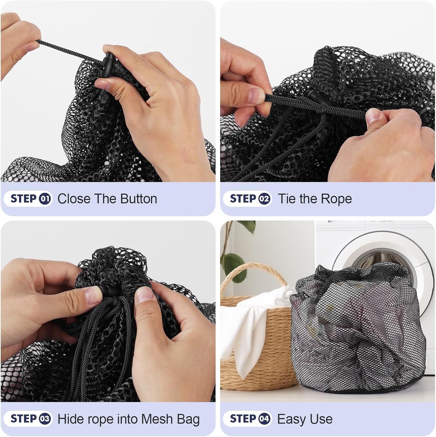 3Pcs Mesh Laundry Bags Washing Machine Mesh Wash Bags Jumbo for Delicates Clothes,Bed Linen,Toys