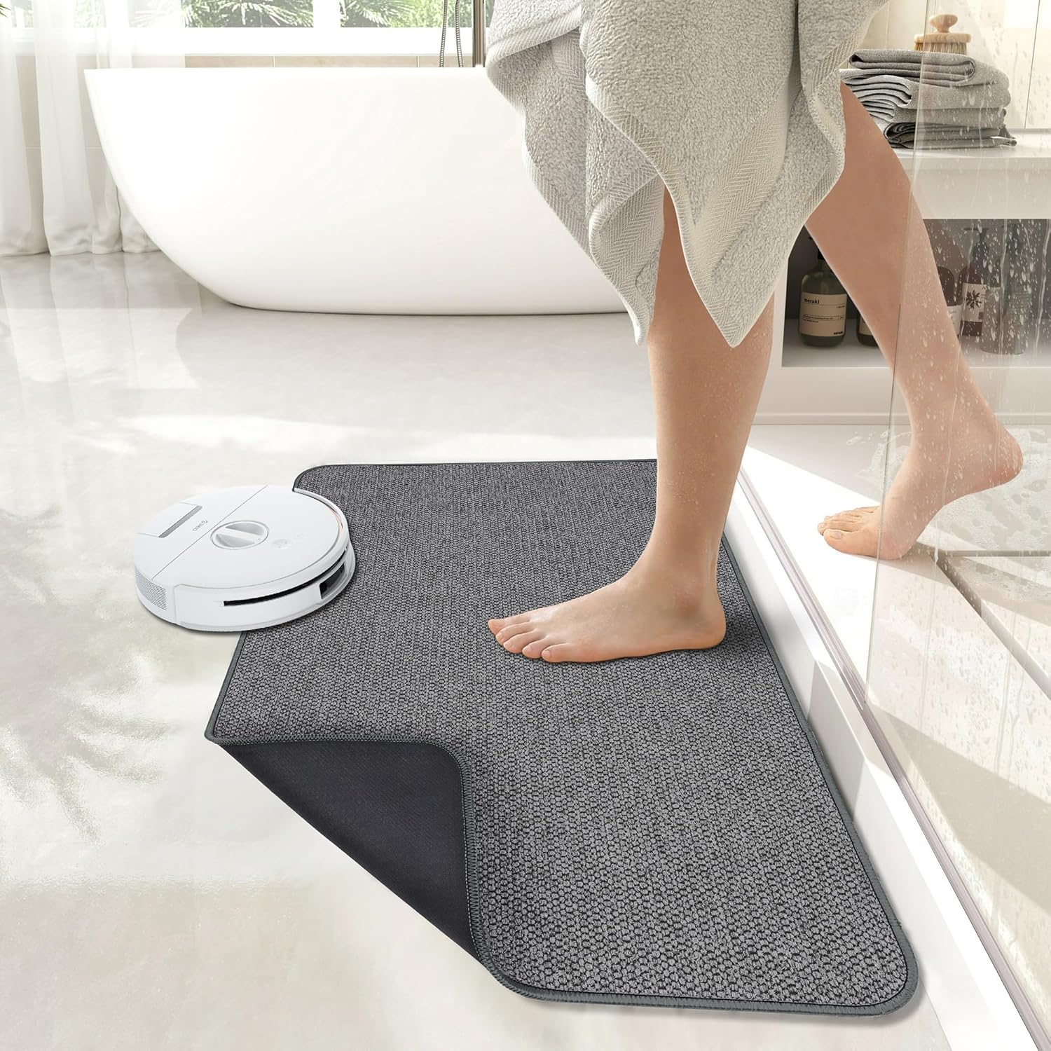 Bath Mat,Ultra Thin Bathroom Runner Rugs,Large Bath Mats for Bathroom,Quick Dry,Non-Slip,Machine