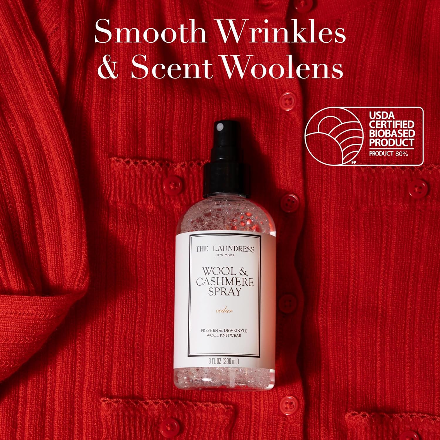 The Laundress Wool and Cashmere Fabric Spray, Wool Dewrinkle Spray, Upholstery and Linen Spray
