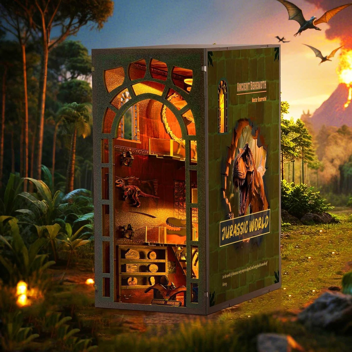 Book Nook Kit - DIY Miniature Museum Dollhouse & Tiny House 3D Wooden Puzzle, Creative Bookshelf
