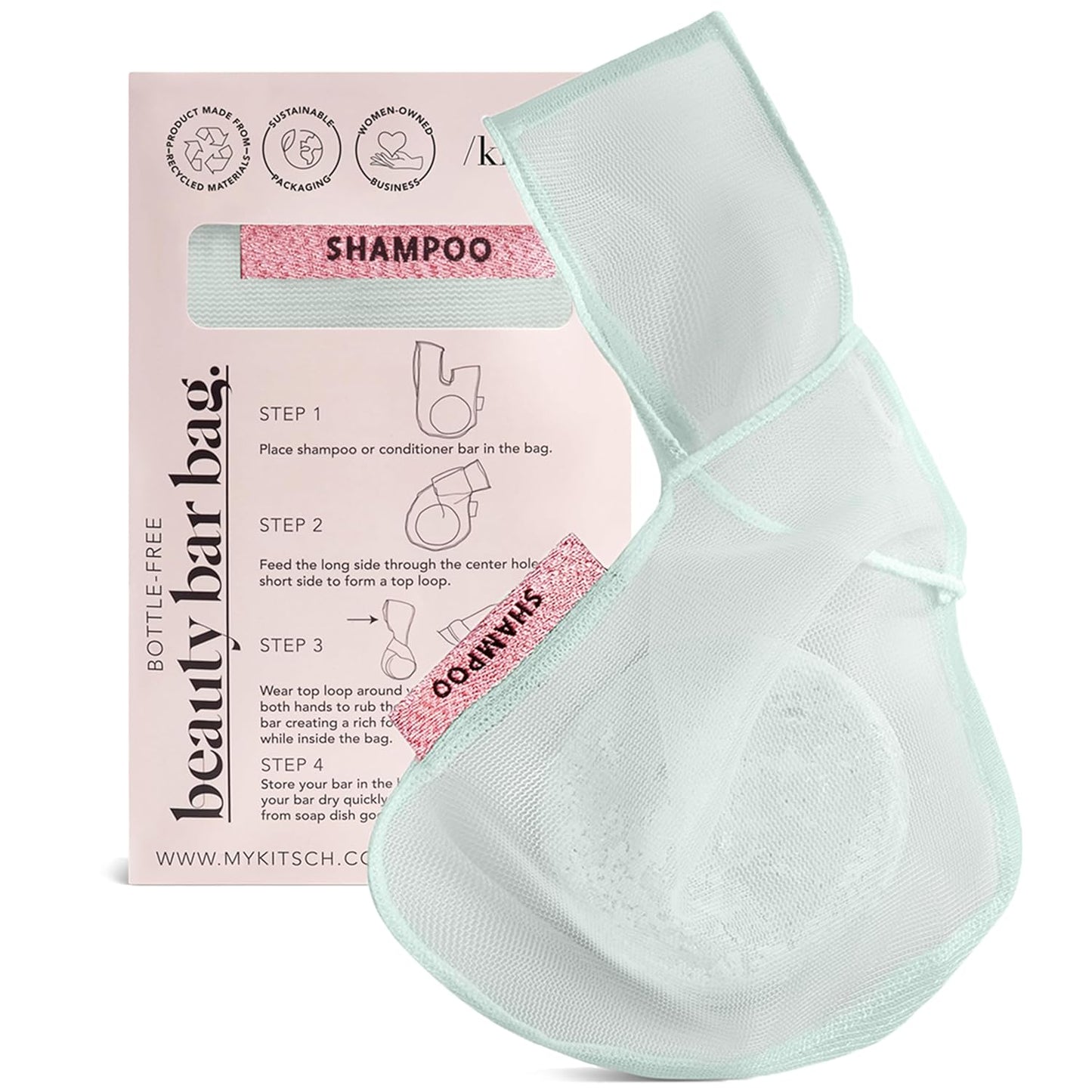 Kitsch Bar Soap Saver Bag – Patented Mesh Bag Soap Holder for Shampoo and Conditioner Bars
