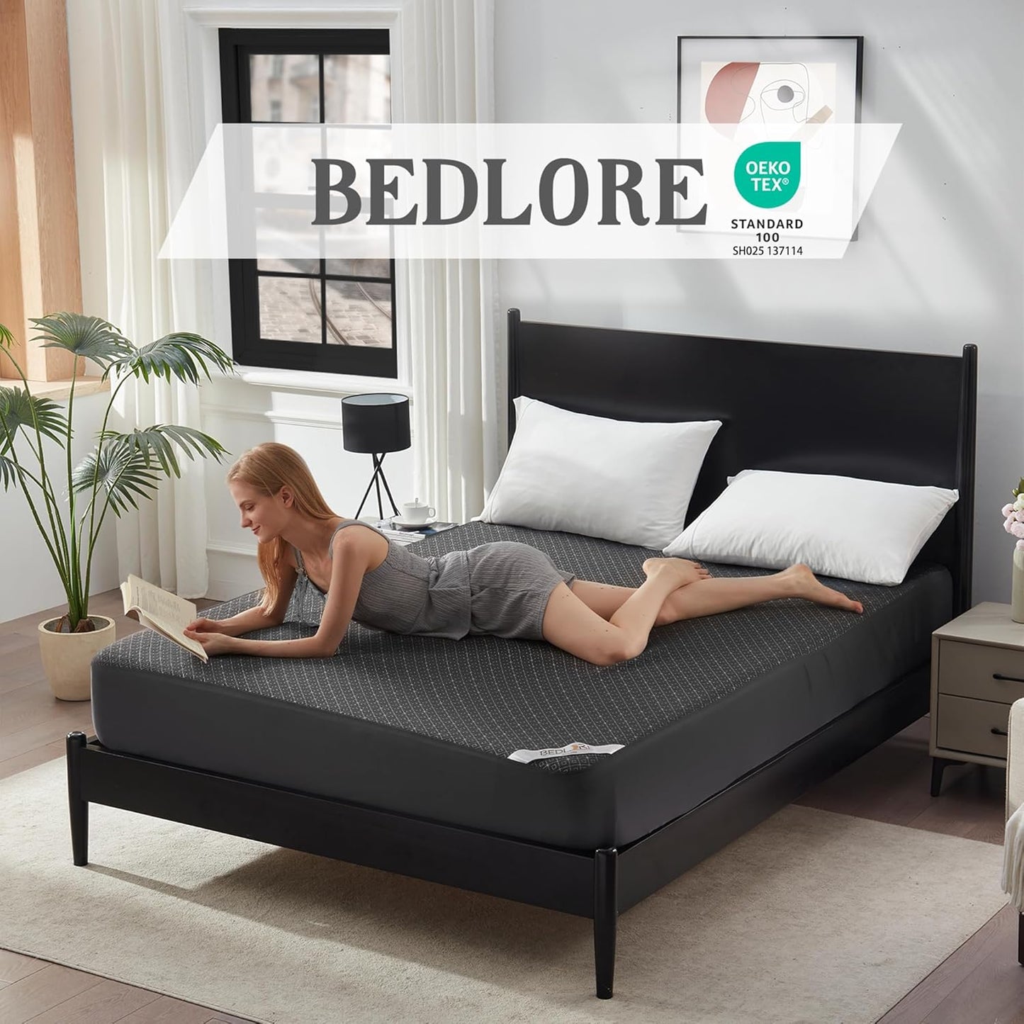 BEDLORE Twin Mattress Protector, Waterproof Noiseless Mattress Cover with Stretchable Pockets for