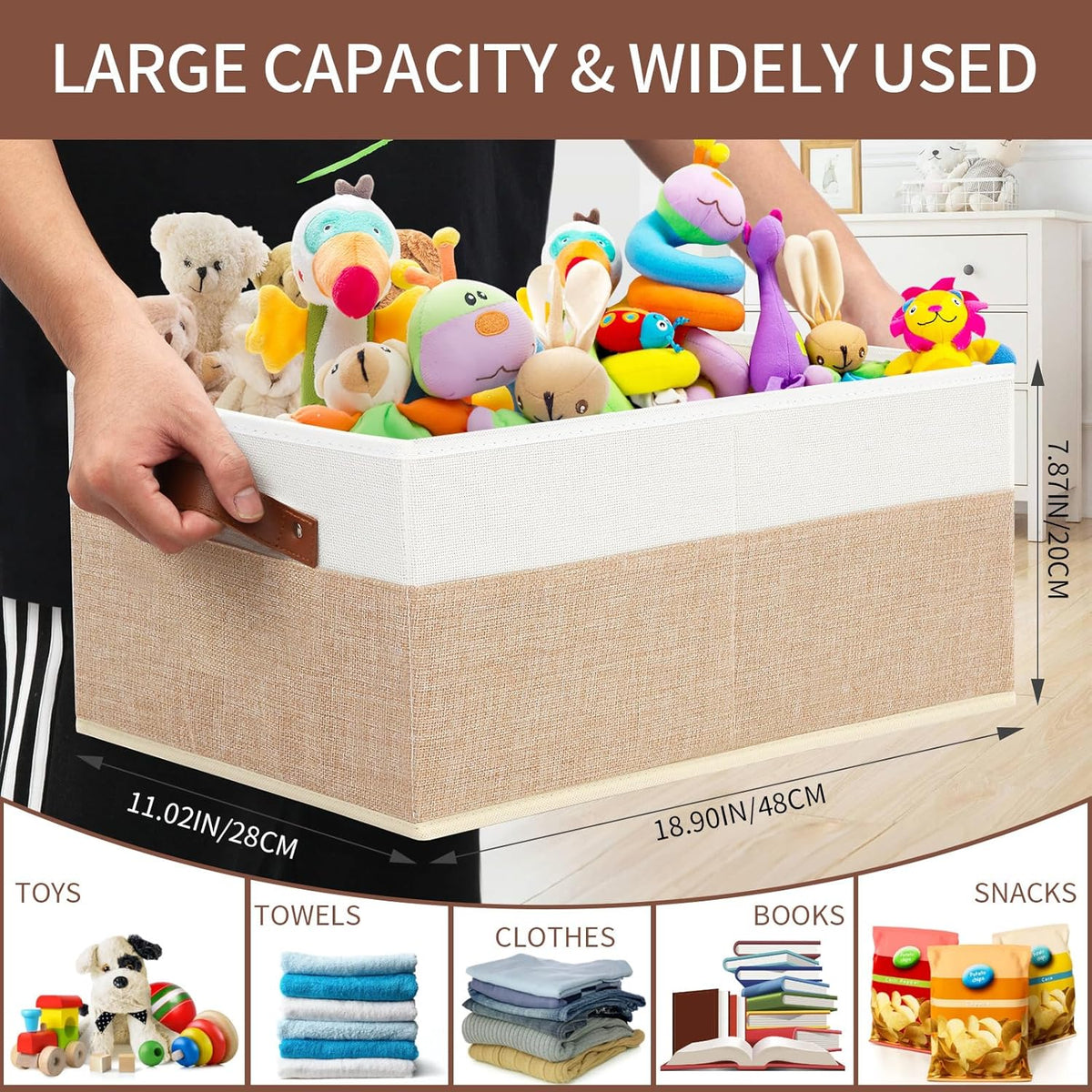 Closet Organizer Bins 3 Pack, Large Storage Bins for Shelves, Foldable Closet Storage Boxes Baskets