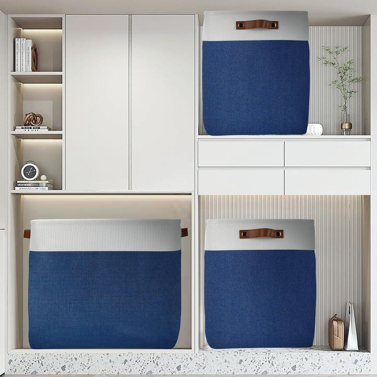 DULLEMELO 51L Large Baskets for Storage, Large Rectangular Baskets for Shelves [3 Pack], Blanket