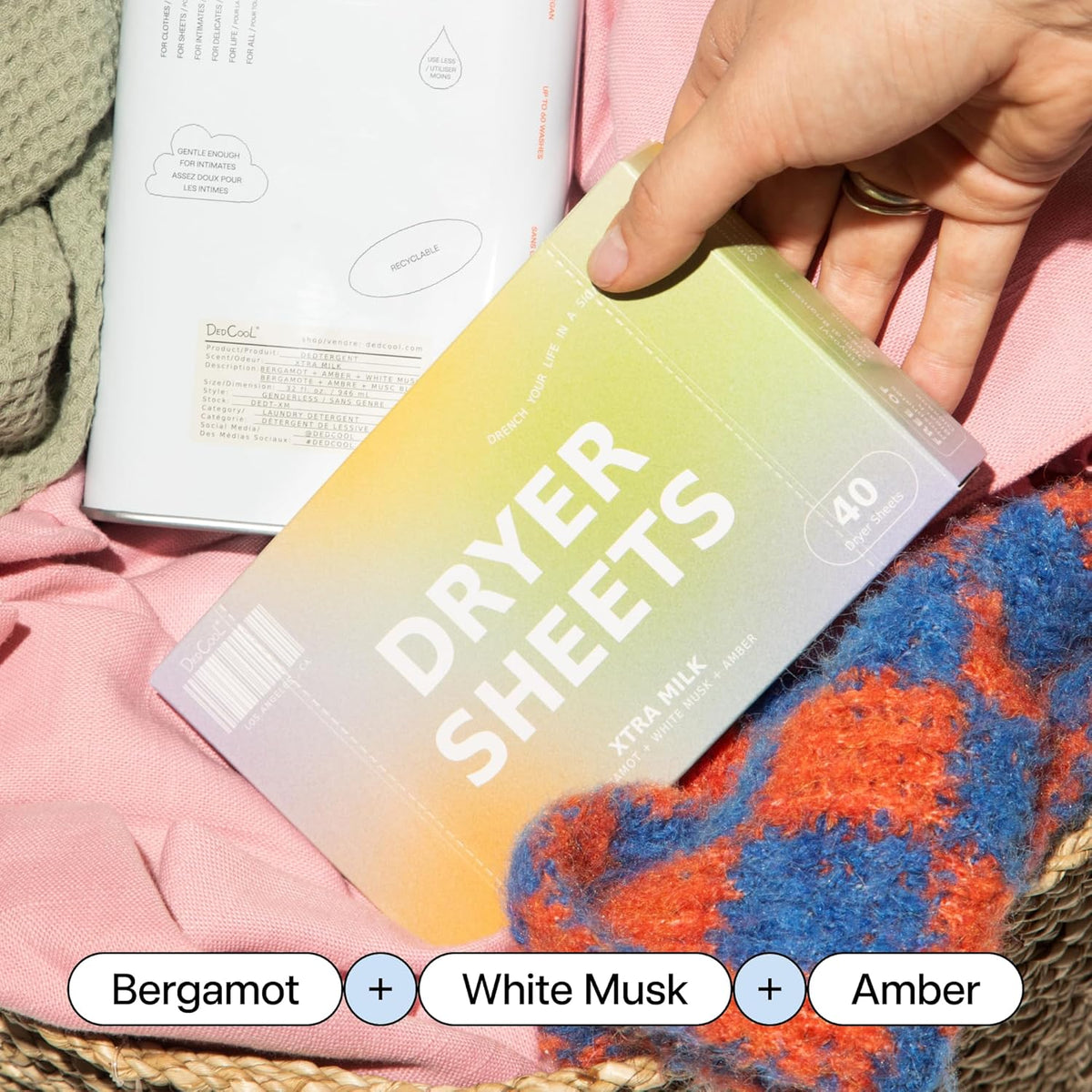 DedCool Dryer Sheets | Xtra Milk | 40 Count | Non-Toxic Vegan Fabric Softener | Bergamot, Vanilla &
