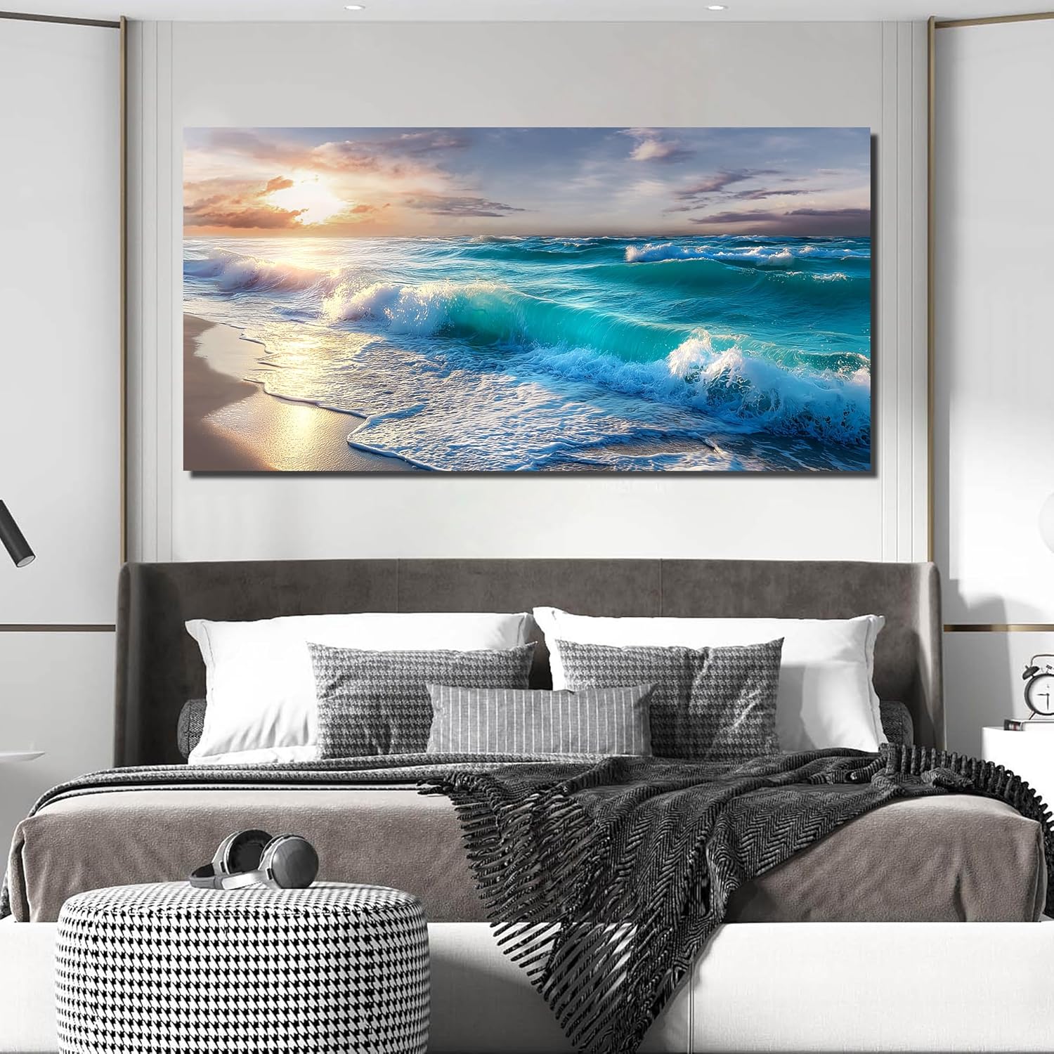 GUGIKA Ocean Wall Art for Living Room, Blue Wave and Large Coastal Beach Canvas Wall-Decor for