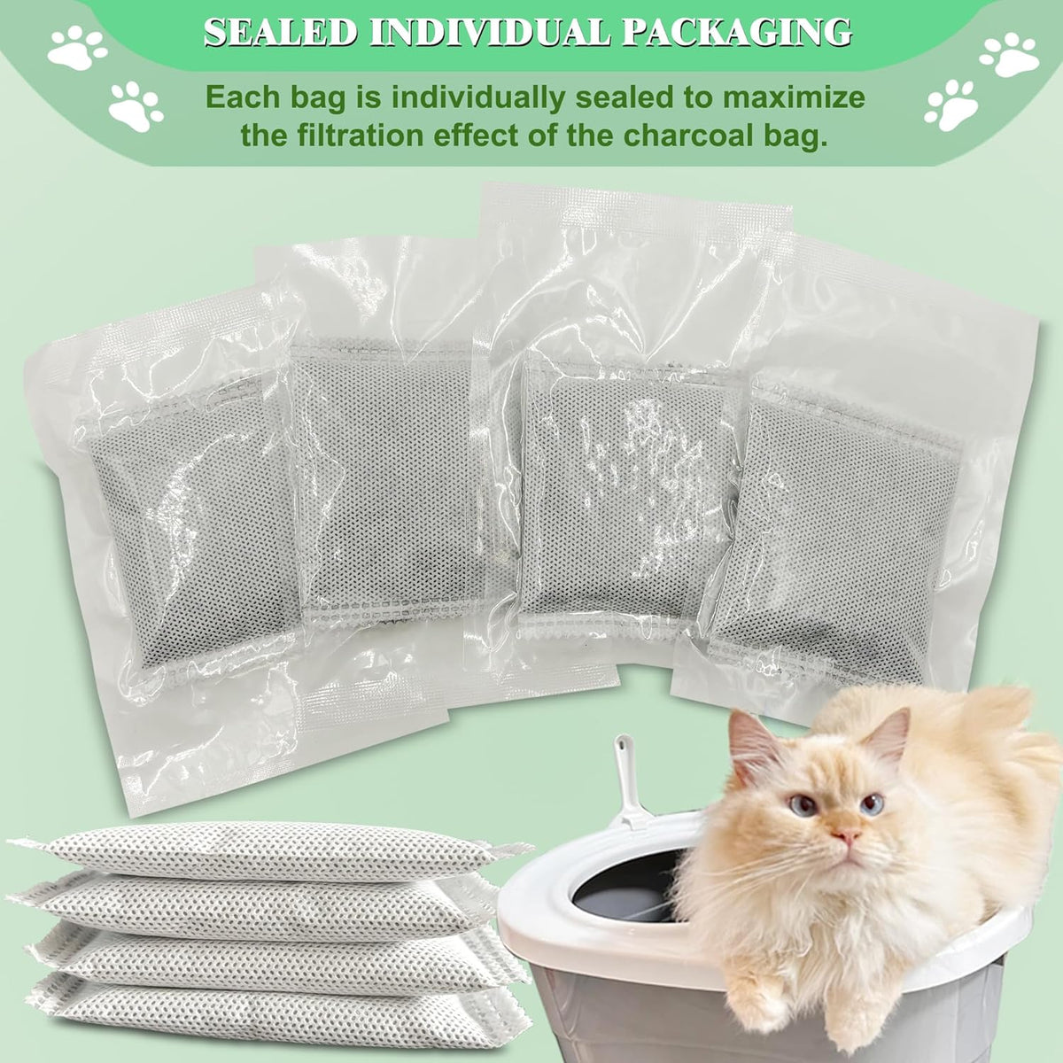 Unscented Cat Litter Box Deodorizer Kit Stick-On Activated Carbon Odor Eliminators Compatible with