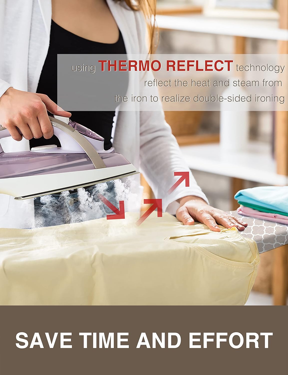 Extra Thick Ironing Board Cover and Pad, Resist Scorching and Staining, 15x54 Reflective Silicone