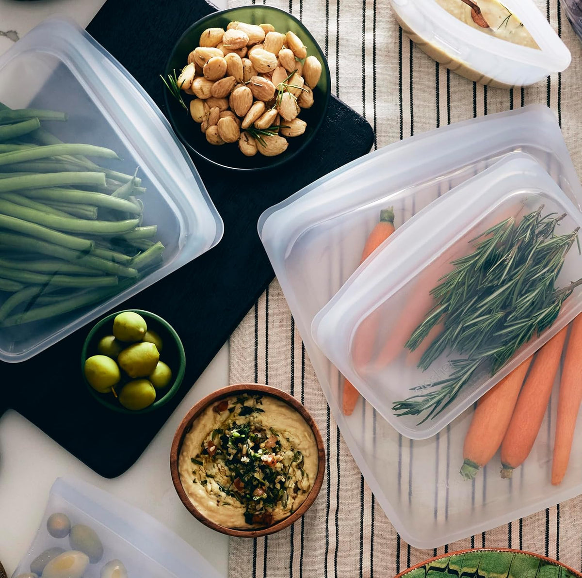 Stasher Premium Silicone Reusable Food Storage Bags, 4-Pack, Clear, Multi-Use Food Storage Bags