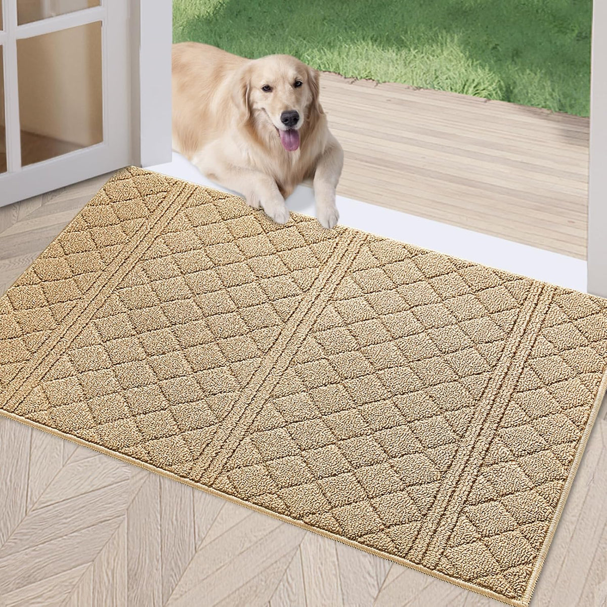 REFETONE Indoor Doormat, Front Back Door Mat 24"x36" Absorbent Rubber Backing Non Slip Door Mats