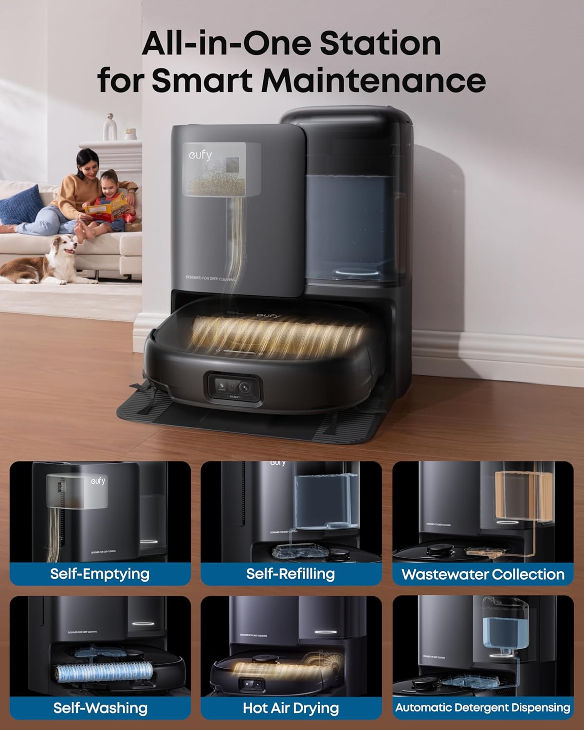 eufy Robot Vacuum E25, HydroJet System with Roller Mop, 20,000 Pa Turbo Suction, All-in-One Robot