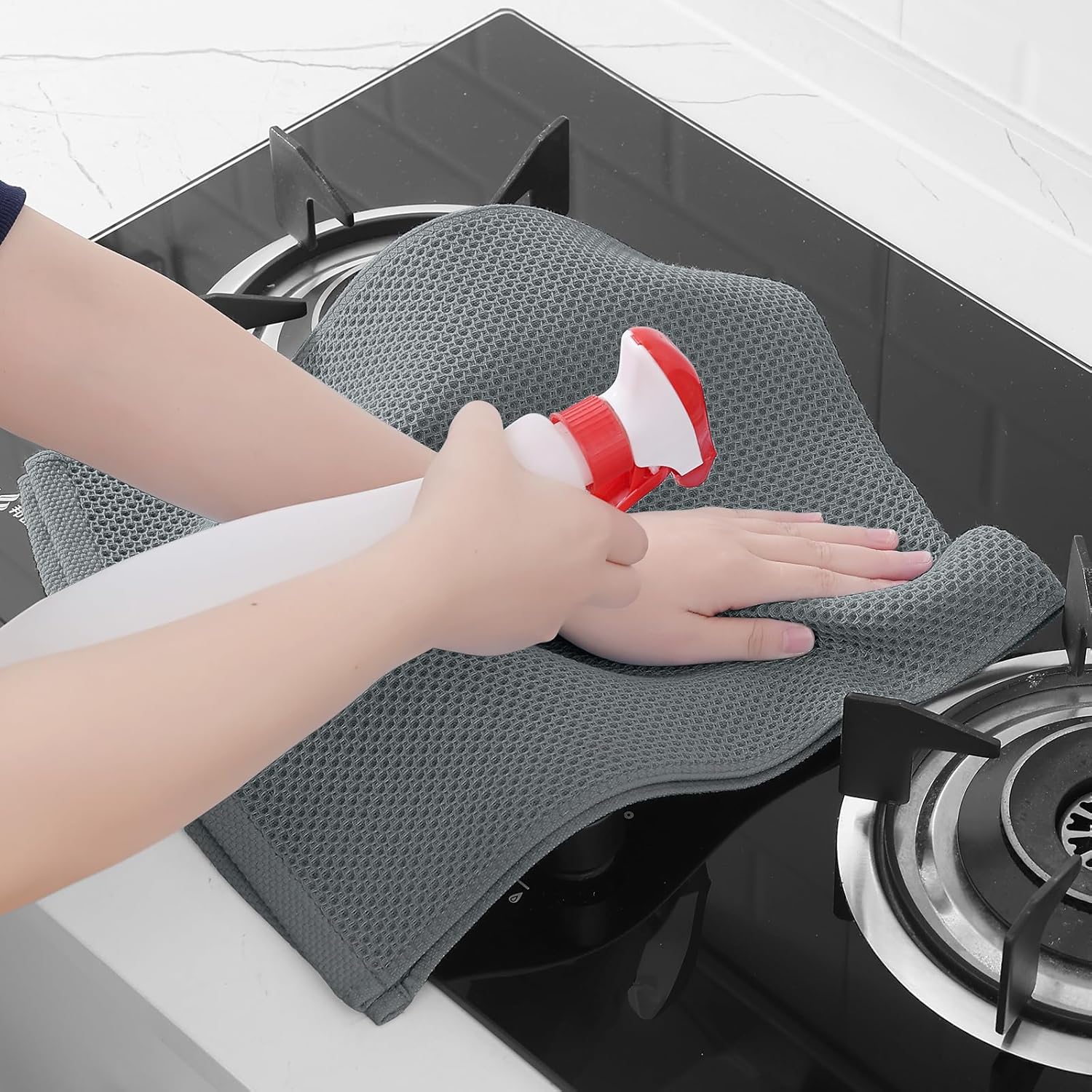 Homaxy 100% Cotton Waffle Weave Kitchen Dish Towels, Ultra Soft Absorbent Quick Drying Cleaning