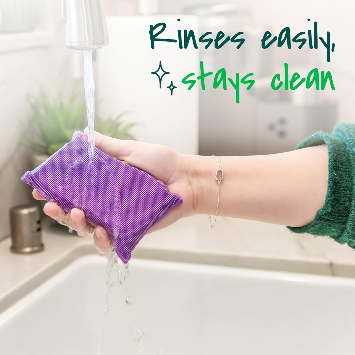 Scotch-Brite Stay Clean Scrubber Pads, Non-Scratch Dish Sponges for Kitchen Cleaning, 12 Count