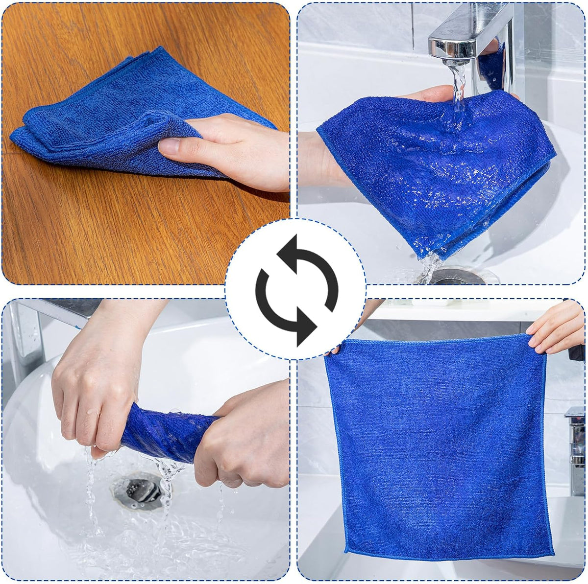 200 Pieces Microfiber Cleaning Cloths Bulk Absorbent Microfiber Towels Reusable Lint-Free Streak
