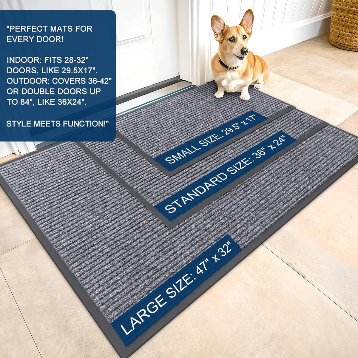 OLANLY Front Door Mat Indoor Outdoor Entrance, Waterproof Heavy Duty Doormat, Fade Resistant, Low