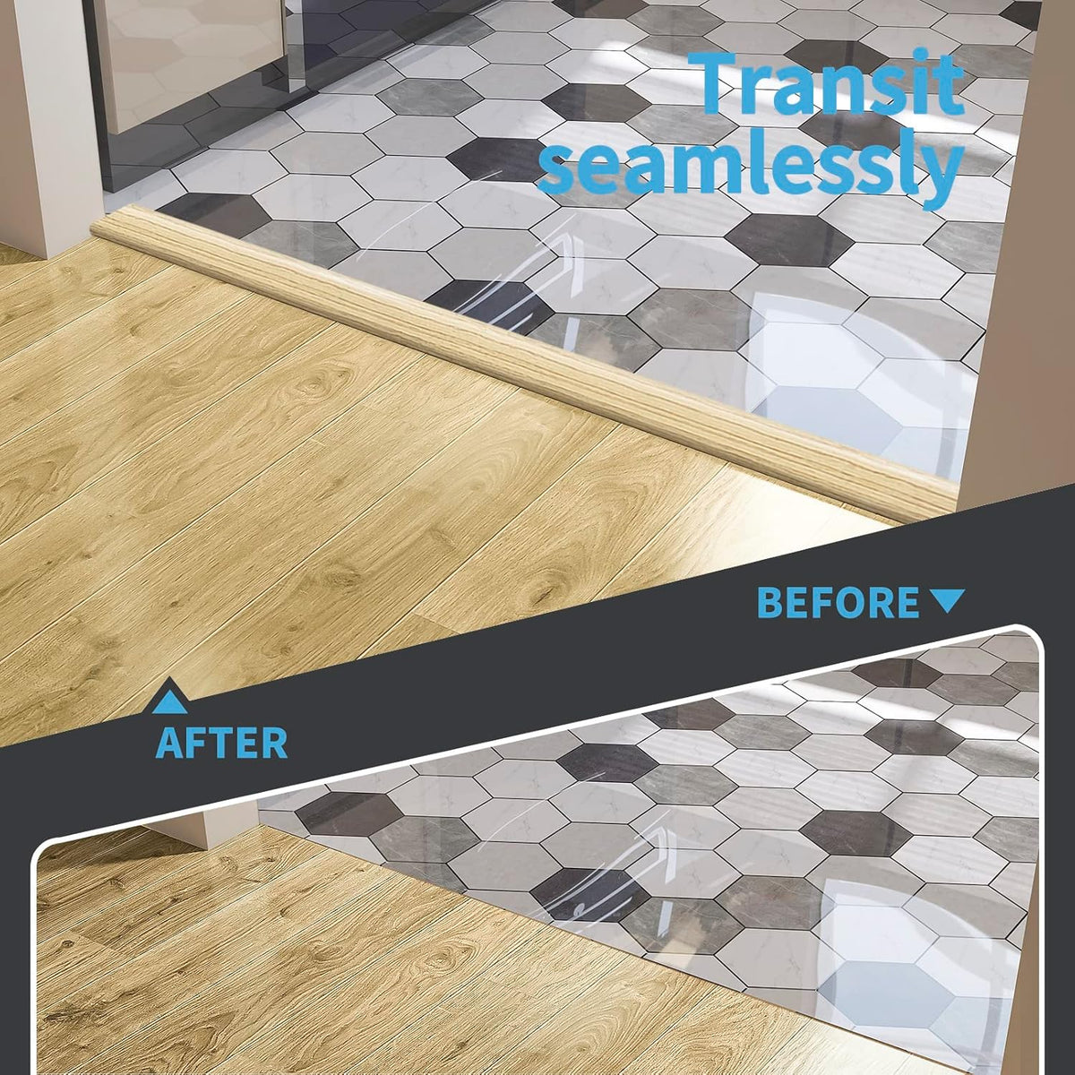 Art3d Self Adhesive Vinyl Floor Transition Strip Laminate Floor Strip Floor Flat Divider Strip for