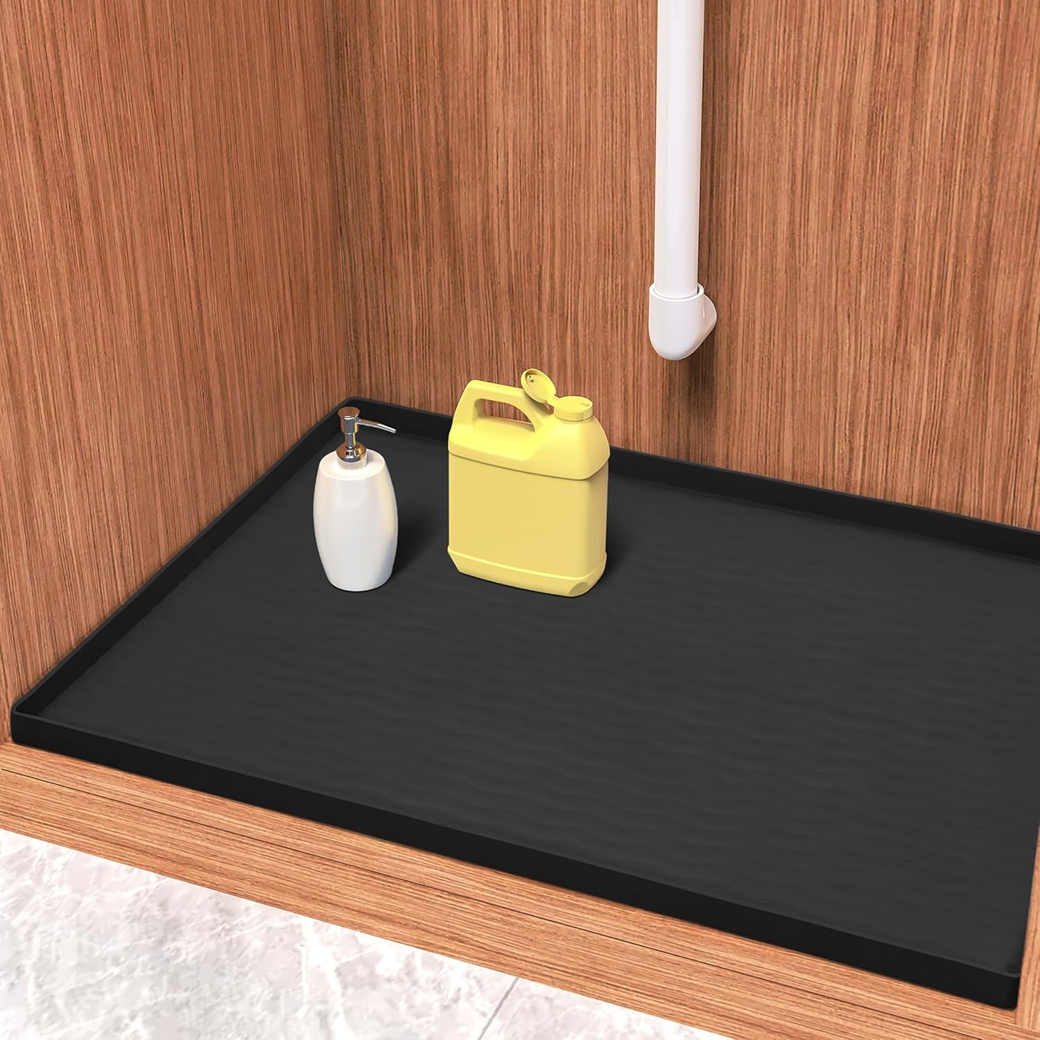 URMONA Waterproof Silicone Under Sink Mat 22'' x 14'' Shelf Liner for Kitchen and Bathroom, Cabinet