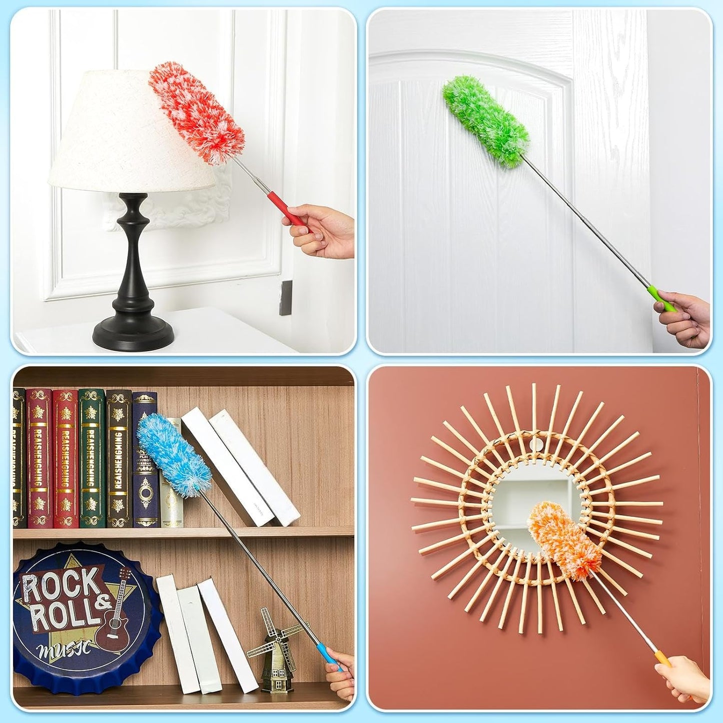 Tanlade 12 Pcs Microfiber Feather Duster for Cleaning 13-31 Inch Extendable Cobweb Dusters Ceiling