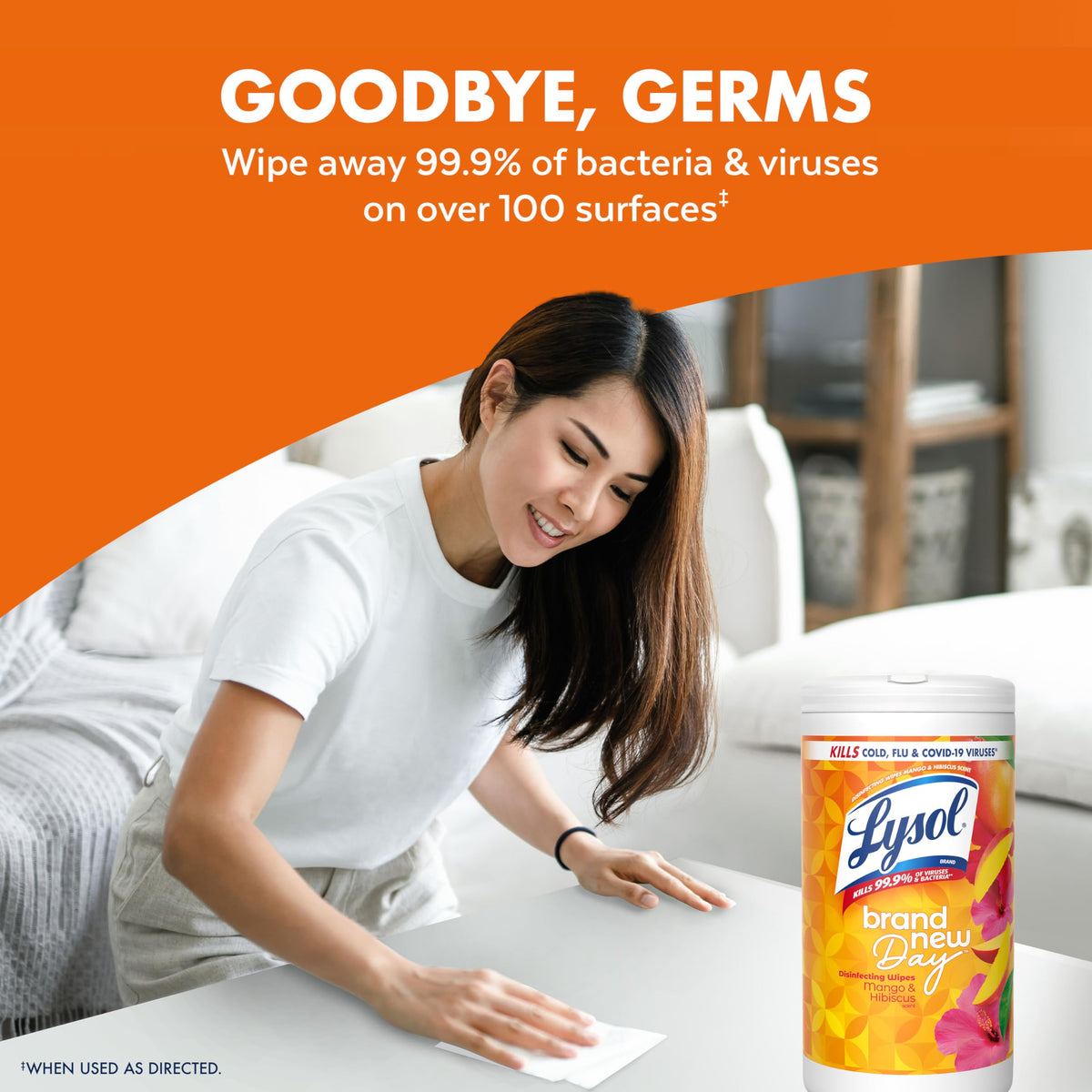 Lysol Disinfecting Wipes, Multi-Surface Cleaner, Mango, 80 ct.