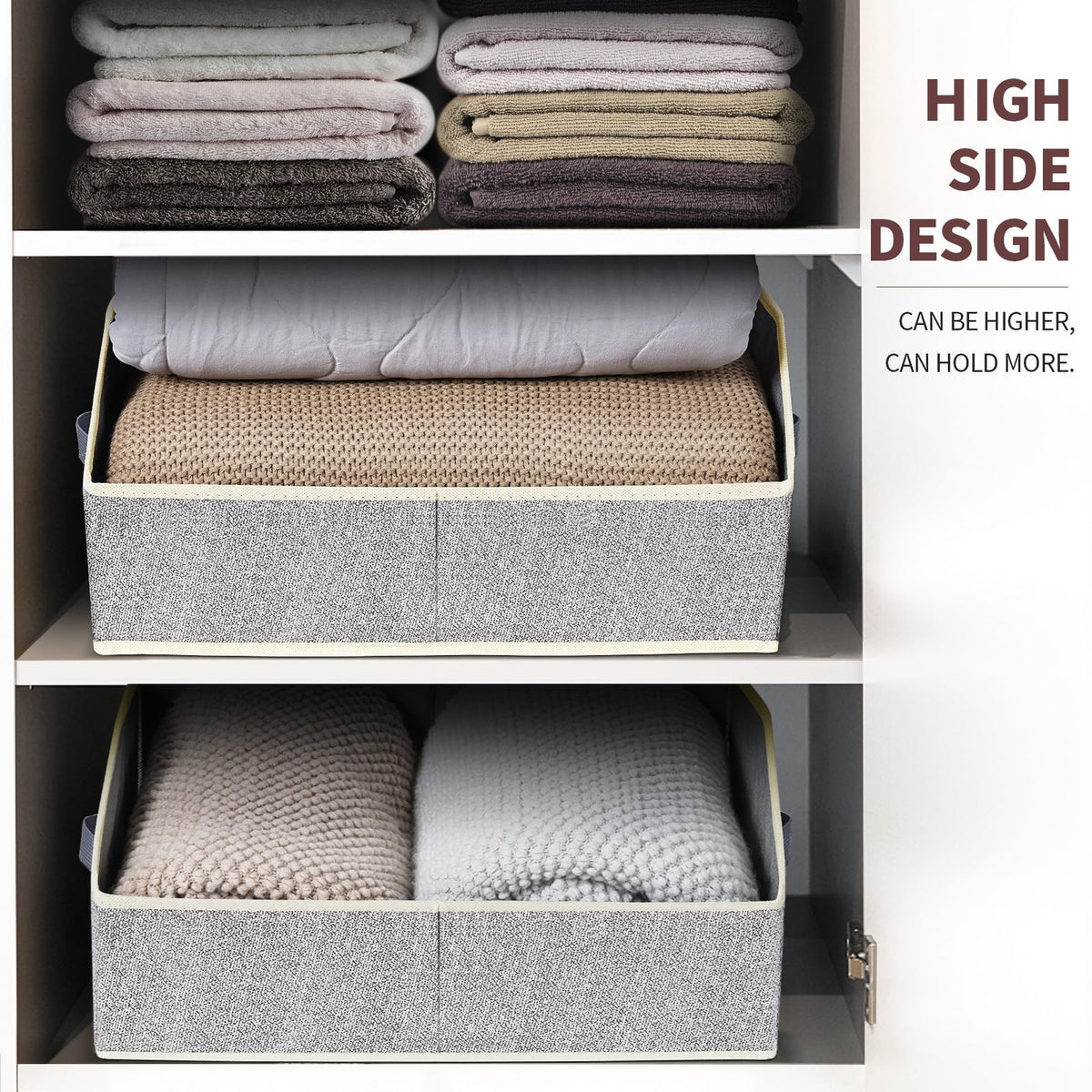 Homsorout Closet Organizers Bins 6 Packs - Large Closet Shelf Organizer with Handles, Fabric