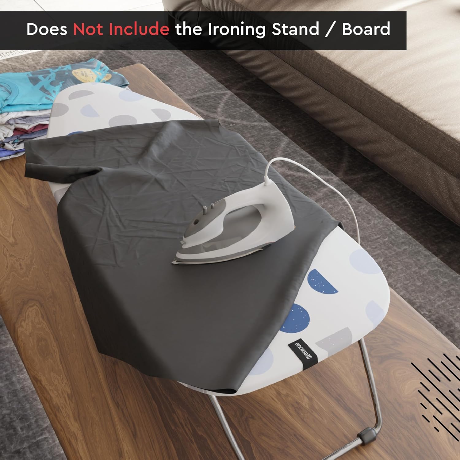 Encasa XO Ironing Board Cover and Pad 28"x12" - Thick 3mm Felt Padding, Drawstring Tightening &